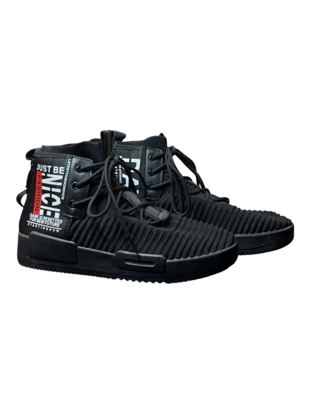 Xidiso Men’s High Top Fashion Sneakers Casual Shoe Black Sz 8 Just Be Nice Zip